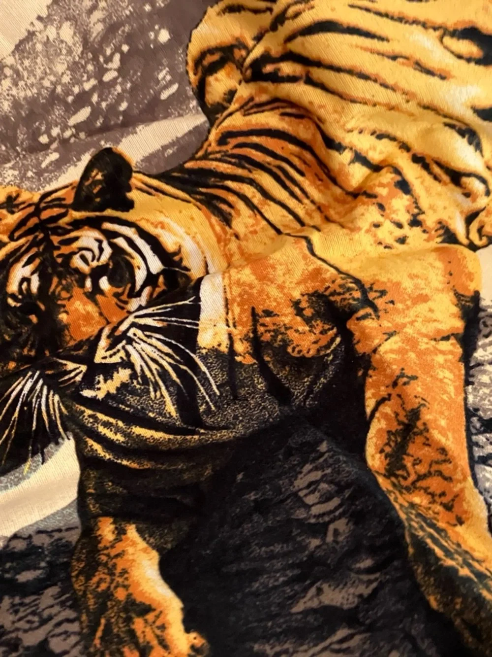 VTG 90s RT Brooklyn Tiger Tapestry 100% Cotton Made in Turkey 58x39